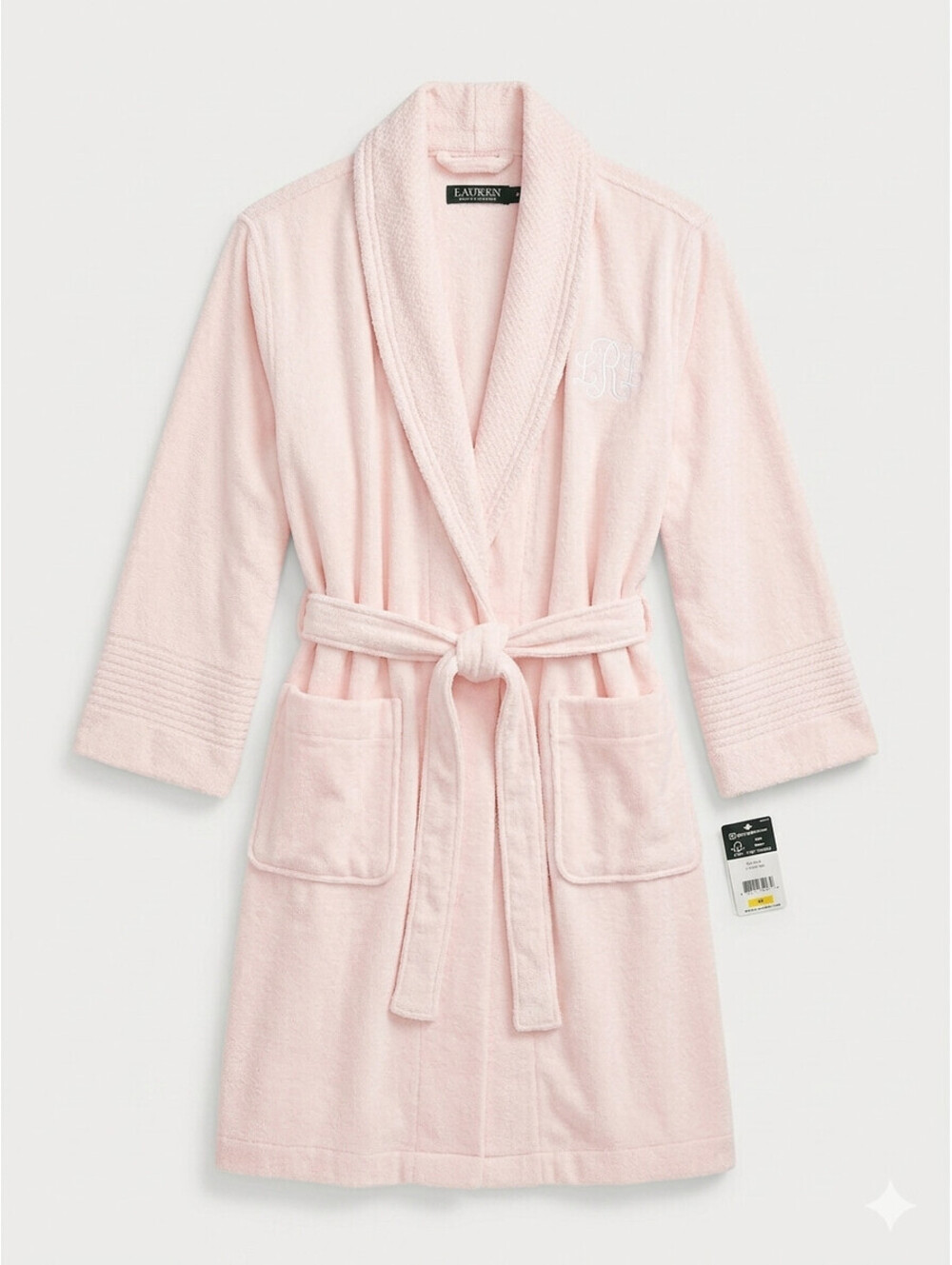 NWT Lauren Ralph Lauren Women’s Light Pink Terry Robe - Size Medium Spa Lounge